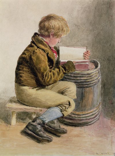 Bambino che legge un libro da William Henry Hunt